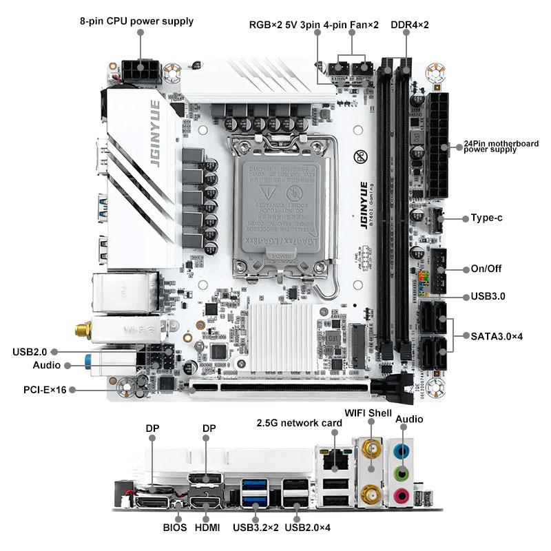 JGINYUE B760I GAMING Mini ITX  - Lga1700 Itx Motherboard Ddr5 ulasan dan harga