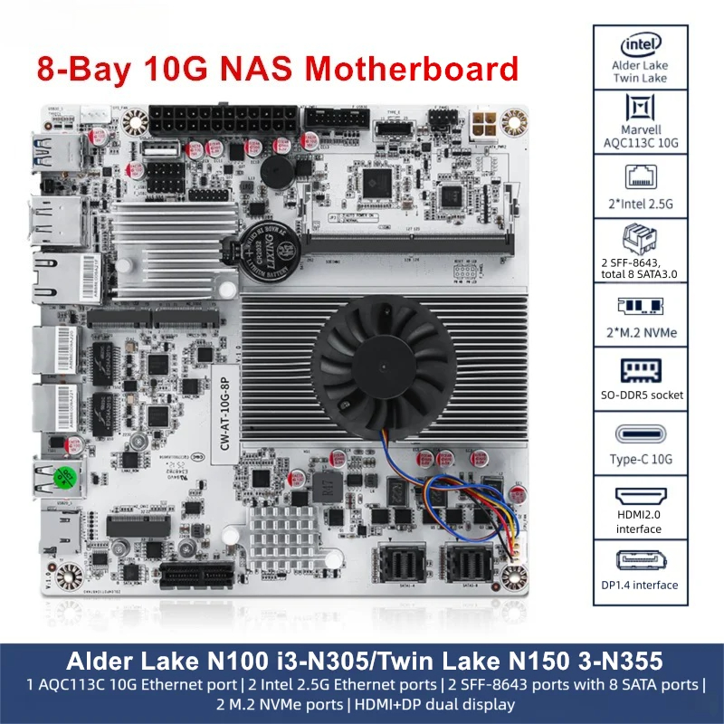 8-Bay 10G NAS Motherboard Inte - Nas Motherboard 8 Sata Mini Itx ulasan dan harga