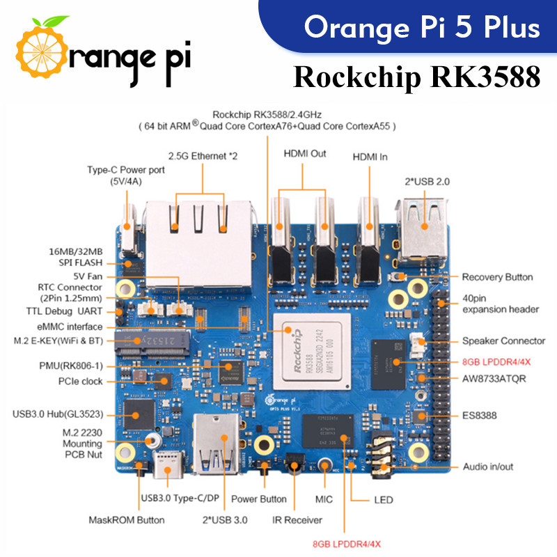 Orange Pi 5 Plus  Single Board - Rockchip Rk3588 Development Board ulasan dan harga